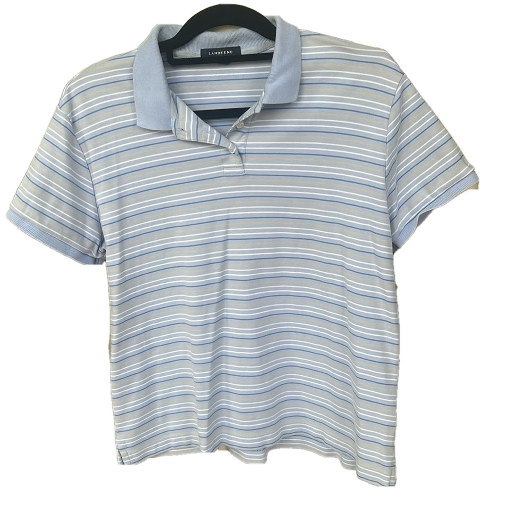 Lands’ End purple striped polo shirt